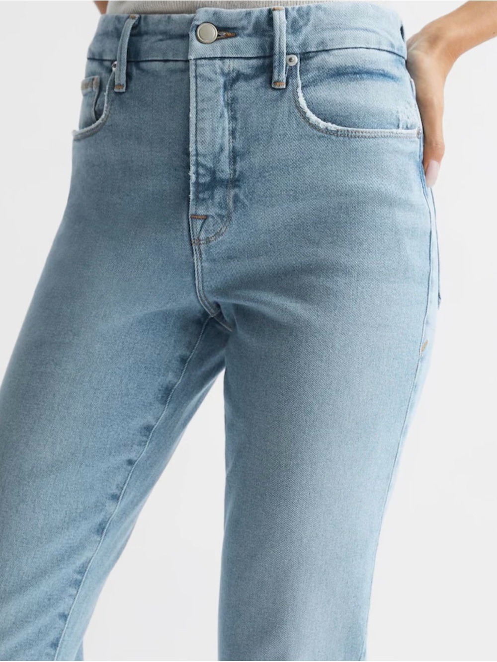 Good American Mid Blue High Rise Inseam Slit Jeans - Picture 5 of 13
